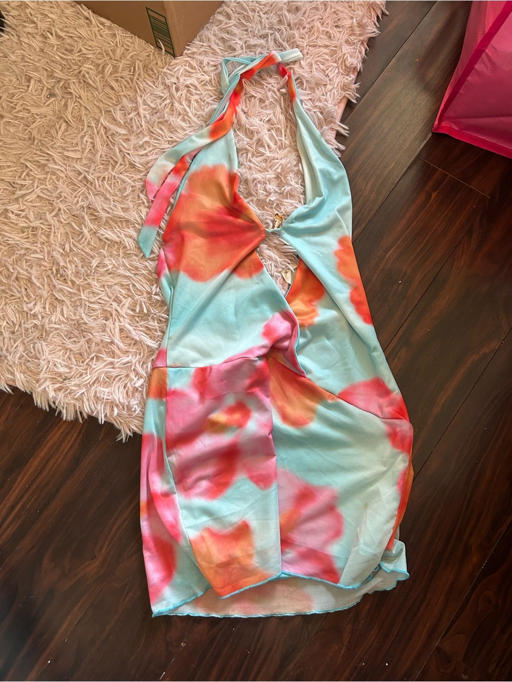 Multi color flower beach dress